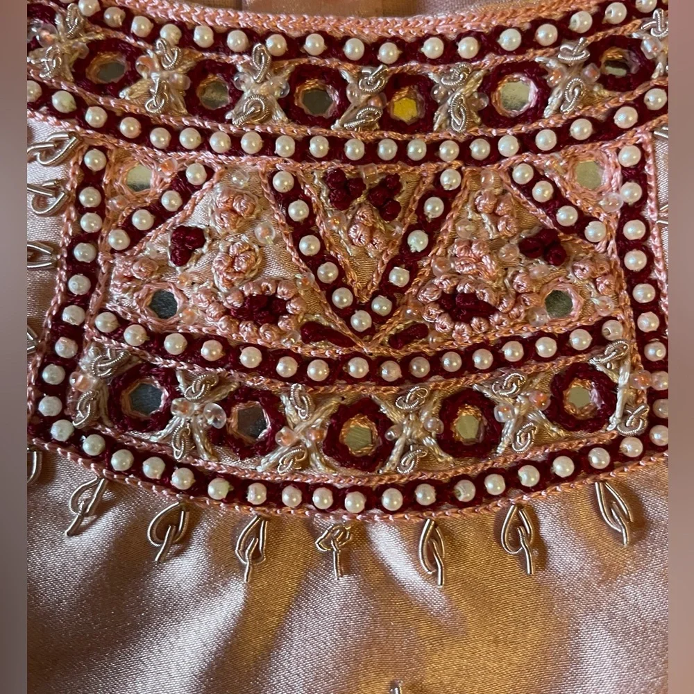 Peach Beaded Lehenga Choli 3-Piece Set Fairy Princess Indian Costume Dress Up